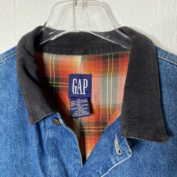 Gap Vintage denim jacket flannel lined barn field coat size XL - Picture 4 of 11